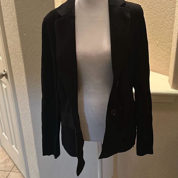 Marc Cain Womens Size N3 Button Up Knit Blazer Coat Black 100% Virgin Wool New - Picture 5 of 11